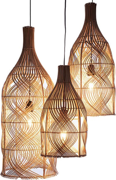 Handmade Design Hanglamp Bottiglia S Naturel Rotan woonkamer Slaapkamer 42 cm