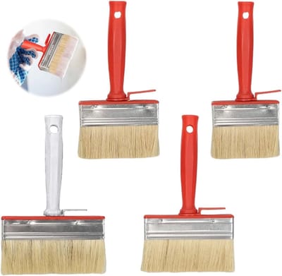 Set van 4 platte kwasten voor schilderen, muurverf en DIY-projecten, ideaal voor precisiewerk en detailafwerking