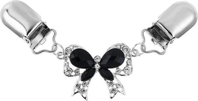Fako Bijoux® - Vestsluiting - Vestclip - Sjaalspeld - Vestklem - Strik - Zwart