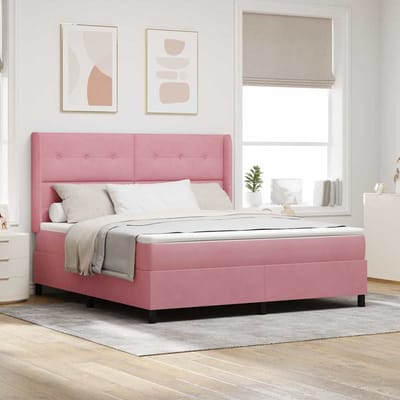 vidaXL - Boxspring - bed - met - hoofdeinde - Roze - 180 - x - 200 - cm - Fluweel