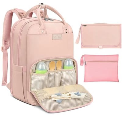 Luierrugzak voor baby's met kinderwagenriemen en luieronderlegger - Grote zwarte babytas voor onderweg