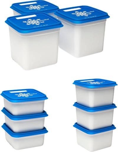 Alaska Diepvriesdozen Set van 3x3 bakjes- 3x500ml + 3x750ml + 3x1200ml - Diepvries vershoudbakjes - 9-delig - Stapelbare bewaarbakjes - Eén Dekselformaat - BPA-vrij