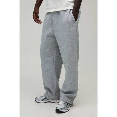 Essentiële Baggy Men's Script Joggingbroek | Grey Marl | Size 4XL