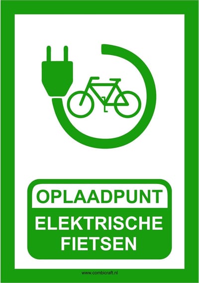 Bordje - Oplaadpunt elektrische fietsen 21x30cm