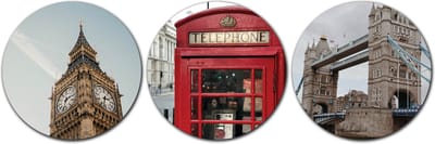 Forex Muurcirkel Set -  Set London - Set van 3 Wandcirkels met Ophangsystemen - 35x35x35