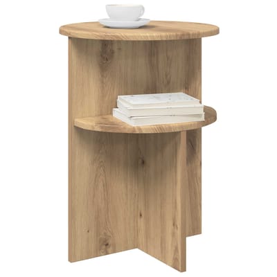 vidaXL - Bijzettafel - Artisanaal - eiken - Ø - 39,5 - x - 55 - cm - Bewerkt - hout