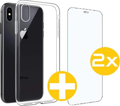 Hoesje en Screenprotector Combi Geschikt Voor iPhone XS Max - Transparant Hoesje + 2x Screenprotector