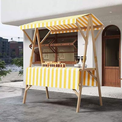 Opvouwbare Marktkraam - Kramen en Wagens - Buiten Verkopen - Stevige Houten Constructie - 150cm Breed - Geel