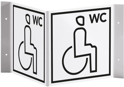 Mindervalide WC panorama bord - kunststof - 300 x 150 mm