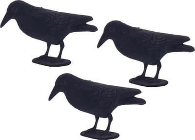 Fiestas Guirca Raaf/kraai Horror decoratie - 3x - zwart - 31 x 20 cm - Halloween dieren