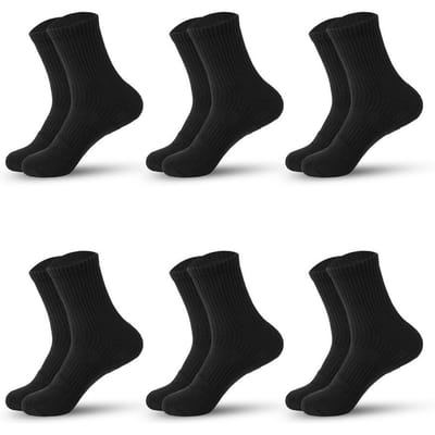 Chaussettes longues pour hommes de couleurs unies Chaussettes longues épaisses évacuant l'humidité et résistantes aux odeurs confortables noir
