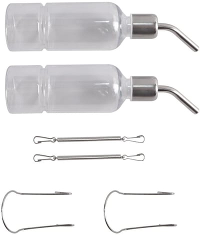 Dailygoods- Waterfles 2 stuks 180 ml - Lekvrij ontwerp - Hangende waterdispenser - Geschikt voor konijnen/huisdieren - Hydratatie - Eenvoudig ophangsysteem - Dierenwaterfles