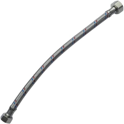Dailygoods- Flexibele Aansluitingsslang 300mm - 1/2 inch/3/8 inch Draad - Rubber/RVS - Max. Temperatuur 90°C - Max. Druk 1 MPa - Doorlaat 32 l/min