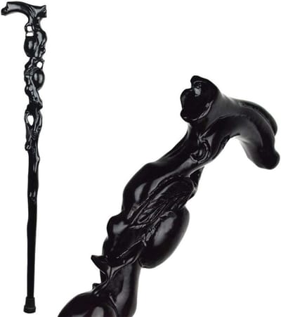 Houten Wandelstok - Steunstok - Veilig Wandelen - Massief Hout - 95 cm - Zwart