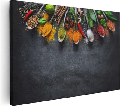 Artaza Canvas Schilderij Stilleven Keuken - 30x20 cm - Klein - Wanddecoratie Kruiden - Muurdecoratie Eten - Kamer Accessoires