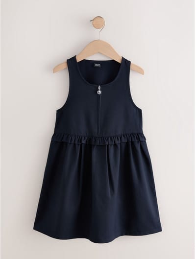 Next - Meisjes - Schooljurk met rits aan de voorkant, ruches in de taille - Blauw