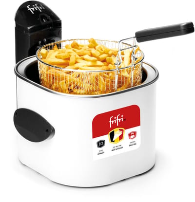 Frifri Tradition F1518 Frituurpan 3L | 3200W | Vertind Stalen Korf | Metalen Behuizing | Wit | Koude Zone | Made in Belgium