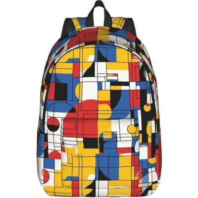 Piet Mondrian De Stijl Tiener Rugzak met Vak Student Wandelen Reizen Dagrugzak voor Mannen Vrouwen College Schoudertas M