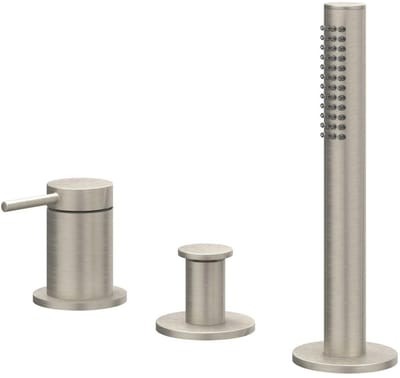 IVY Bond Badrandcombinatie 3-Gats Mengkraan met Uittrekbare Handdouche zonder Uitloop - Geborsteld Nickel PVD