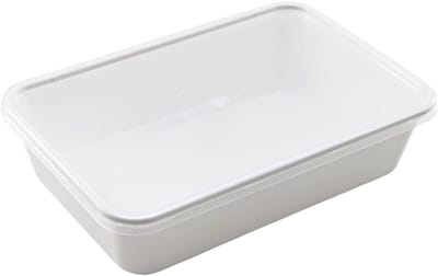 Bakje met Deksel - 100 stuks - 500ml - Magnetronbakje - Saladebakje Met Deksel - Wit Bakje - Tapas - Diepvriesbakjes - Vershoudbakjes - Vershouddoos - Lunchbox - Wit