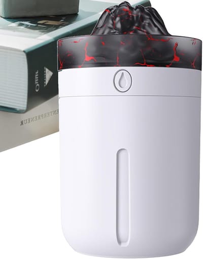 Luchtbevochtiger Diffuser - Koele Mist - Binnencomfort Verbeteren - Vulkaaneffect Verlichting - 330ml Capaciteit - Wit