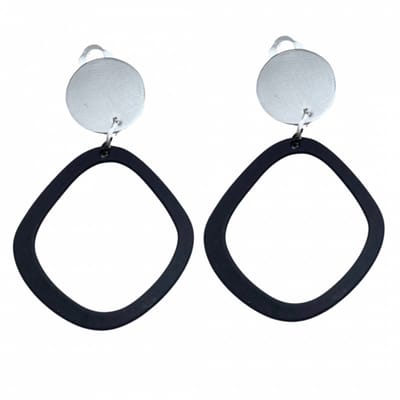 Clip oorbellen- zwart -metaal -zilverkleur- geen gaatje- Charme Bijoux