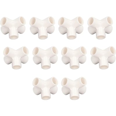 10 Pièces Raccord de Tuyau PVC 20mm 5 Voies Angle Droit Coude Tridimensionnel Connecteur de Tuyau pour Meubles Blanc blanc
