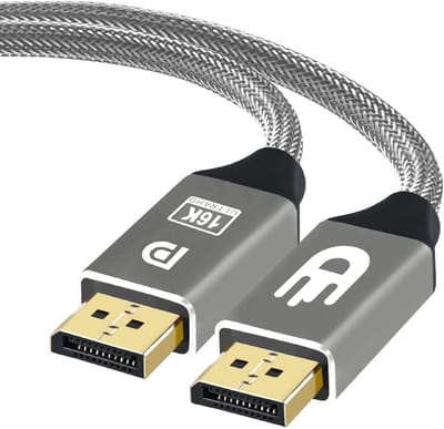 Drivv. Displayport Kabel 2.1 - 16K 60Hz - 8K 120Hz - 4K 144Hz - 80Gbps - DisplayPort naar DisplayPort - DP Kabel - 1 meter - Grijs