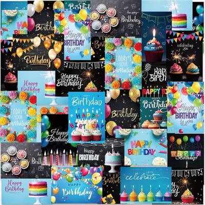 200 verjaardagskaarten set - 20 designs met enveloppen en stickers - 15x18,5 cm - blanco kaarten voor vrouw, man & kind