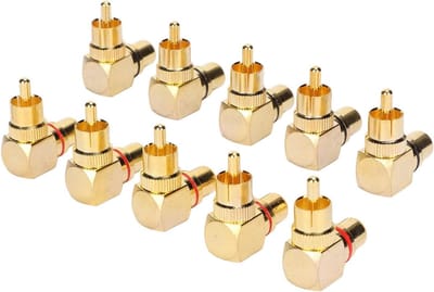 EGoods - Set van 5 stuks Elbow Connectors, 90 Graden Mannelijke Naar Vrouwelijke Vergulde Conversiestekkers