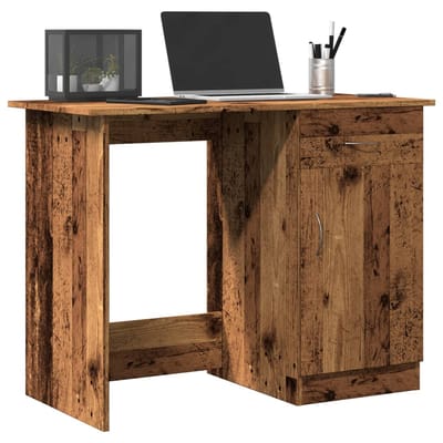 vidaXL - Bureau - 100x50x76 - cm - bewerkt - hout - oud - houtkleurig