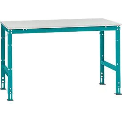 Manuflex werktafel UNIVERSAL Standaard, 1500 x 1000 mm, kunststof lichtgrijs, waterblauw