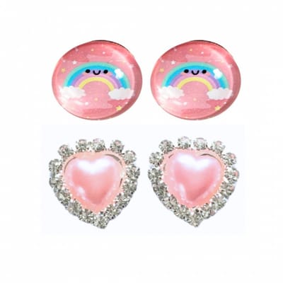 2 paar -clip oorbellen- roze- Franny-geen gaatje- Charme Bijoux