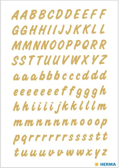 Herma Alfabet plak letters A-Z Stickers - 4x vellen - goud / transparant - 8 mm - watervast