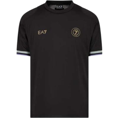 Emporio Armani EA7 SS25 Kleurblokrand Korte Mouw T-shirt Heren tops Zwart 7M000256-AF13537-UC001 M black