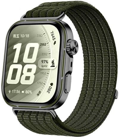Strap-it Ultra Thin bandje Nylon geschikt voor Huawei Watch Fit 5 Pro / 5 / 4 Pro / 4 / 3 - Donkergroen