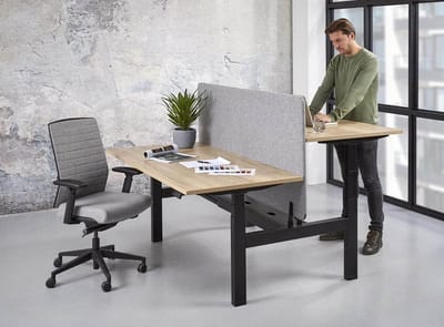 Duo bench elektrisch verstelbaar zit/sta bureau Teez breed 160CM diep 80/80CM bladkleur Halifax Eiken framekleur Wit (RAL9010)