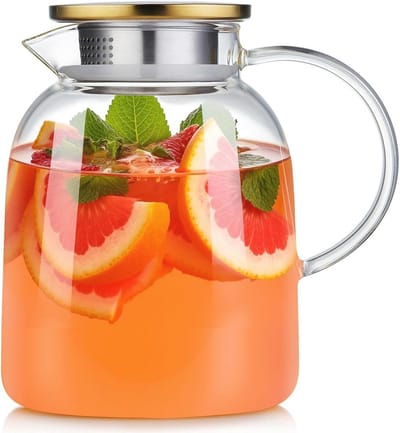 Glazen Kan - Drank Dispenser - Dranken Serveren - Met RVS Deksel - 1600 ml - Transparant