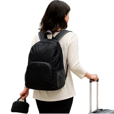 Opvouwbare Rugzak – Ultralichte Waterbestendige Dagrugzak – Nylon Wandelrugzak voor Reizen, Kamperen & Outdoor – Compact, Duurzaam & Lichtgewicht – 30L – Zwart – Unisex