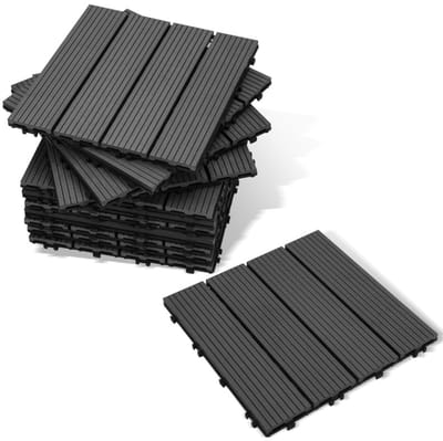Terrastegels 30x30cm 55 stuks 5m² WPC Tegels Balkon Terras of Vlonder Snelle Montage Vlondertegel Tuintegels Terrasplanken Balkon vloer Kliktegels Buiten tegels Donkergrijs