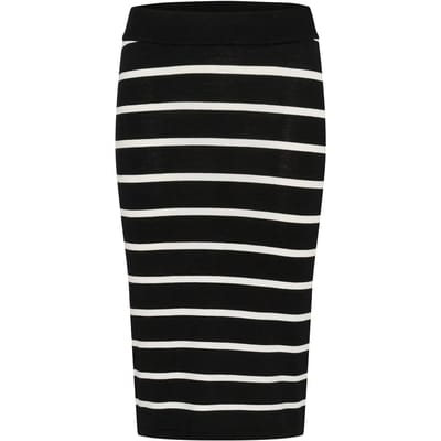 Kaffe Rok Kalizza Knit Skirt 10509798 107263 Black/chalk Stripe Dames Maat - L