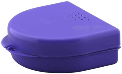 Bauer's Tandbeugelbox, KFO-doos, hygiënische opbergdoos voor beugels, prothesen, met luchtgaten, paars/paars, 2,70 cm, Praktisch/functioneel