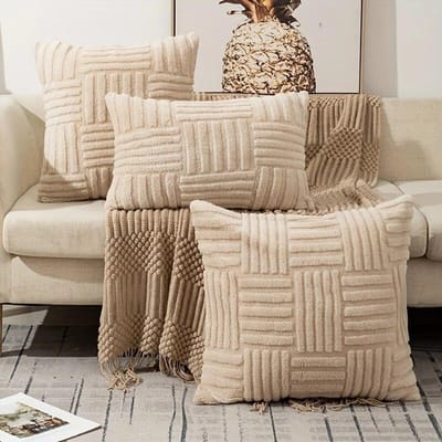 1 st Boho Faux Bont Pluche Kussenhoes, Crème Wit, Luxe Zacht Pluizige Decoratieve Kussenhoes Kussensloop voor Bank, Couch 45x45cm