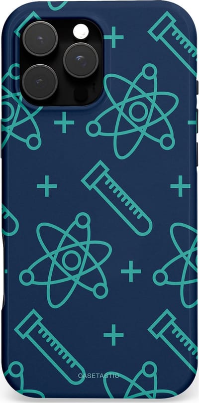 Casetastic hoesje geschikt voor Apple iPhone 16 Pro Max - MagSafe - Dubbellaagse bescherming - Atomen Creaties - Fashion Case - Donkerblauw Turquoise