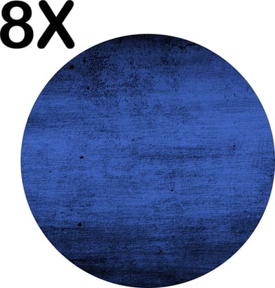 Luxe Ronde Placemat - Blauwe Vegen Achtergrond - Set van 8 Placemats - 50x50 cm - 2 mm dik Vinyl - Anti Slip - Afneembaar