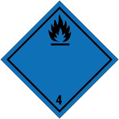 ADR klasse 4.3 ontvlambaar met water bord | gecoat dibond materiaal | 10 x 10 cm