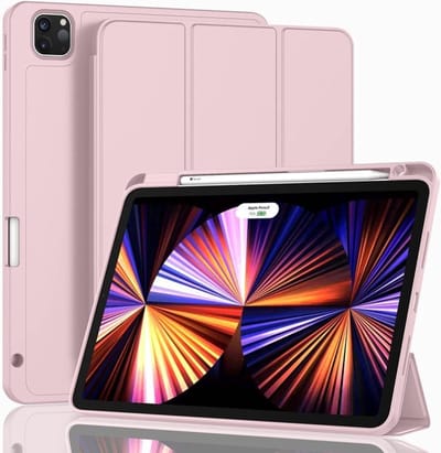 geschikt voor iPad Pro 13 inch Folio Hoes | geschikt voor iPad Pro 13 beschermhoesje | Siliconen Folding cover | Flex geschikt voor iPad Pro Case | Stootrand bumper hoesje | geschikt voor iPad Pro 13 (2024) Case roze