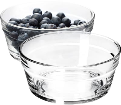 KADAX Saladeschaal, serveerschaal van glas, vaatwasmachinebestendige snackschaal, hoogwaardige fruitschaal, transparante dessertschaal, glazen schaal, diameter 14 cm, 2 stuks