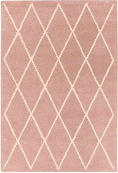 Easy Living - Albany-Diamond-Pink Vloerkleed - 160x230  - Rechthoek - Laagpolig Tapijt - Landelijk - Roze, Wit