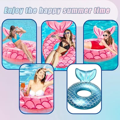 Opblaasbare zwemband - 90cm, zeemeermin, roze, voor volwassenen, meisjes, zomerfeest